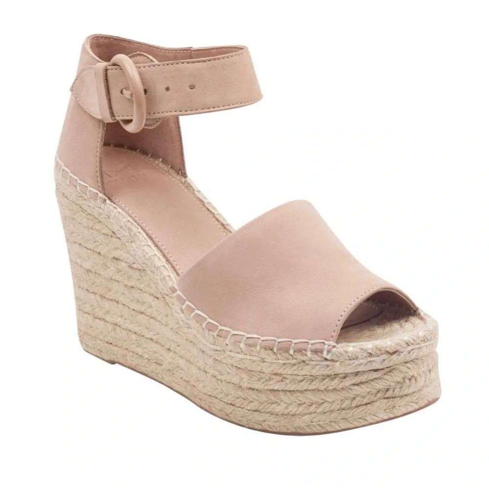 Marc Fisher Alida Espadrille Wedge Sandals In Light Pink Size 7.5 - Picture 1 of 16